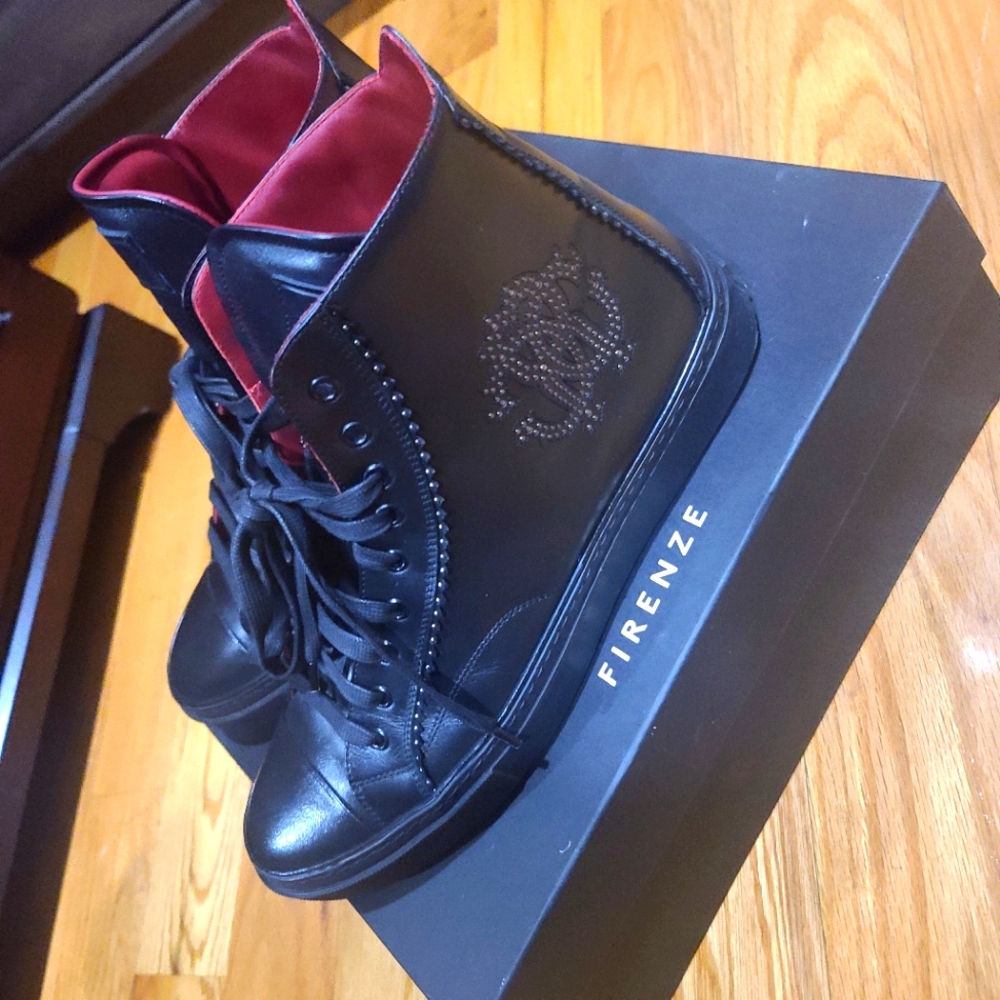 Roberto Cavalli Logo High Top Sneakers Size EU 45/US 12